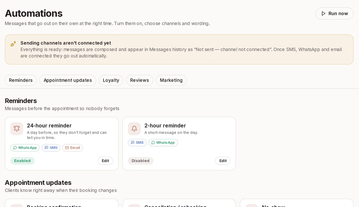 Marketing and automatic messages