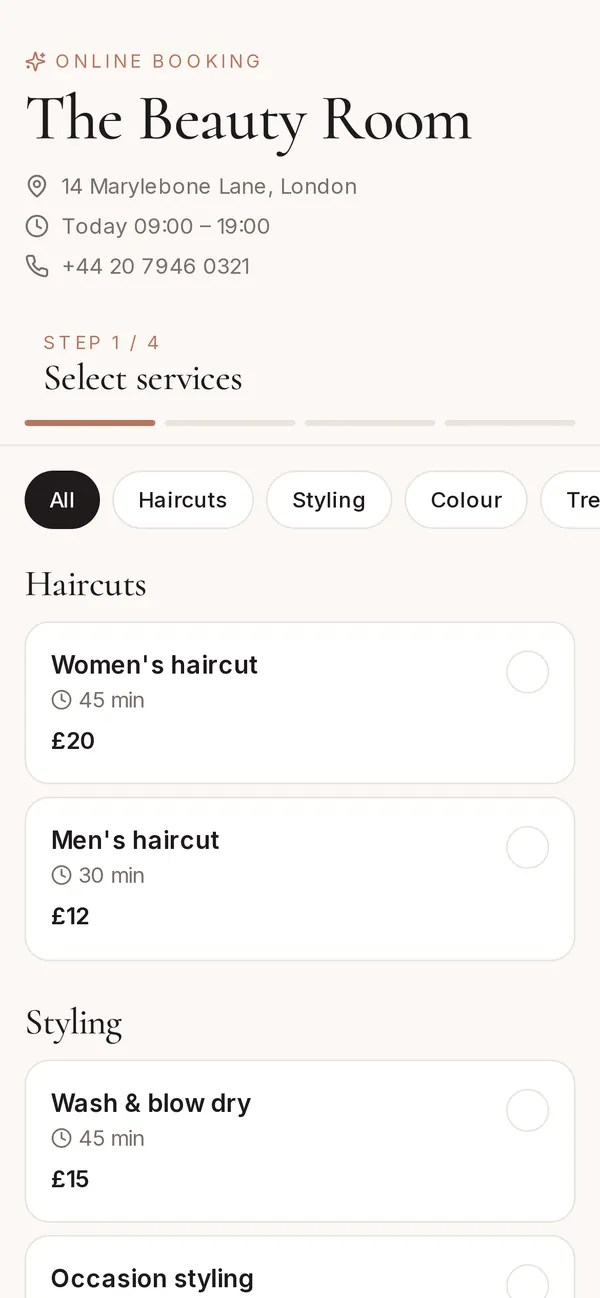 Online booking