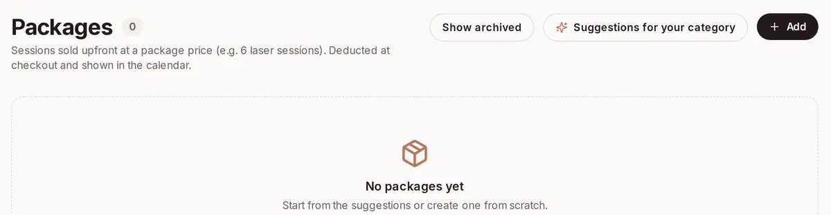 Packages and memberships