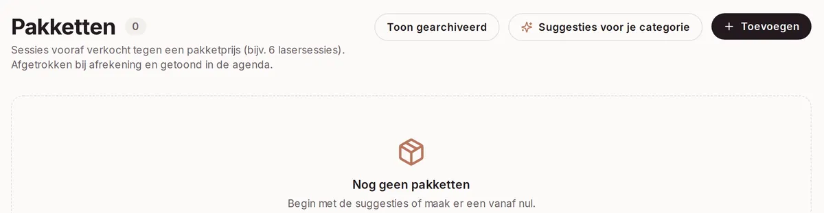 Pakketten en lidmaatschappen