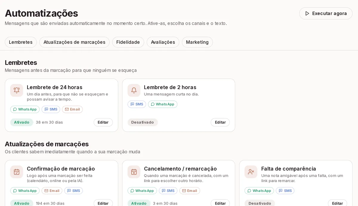 Mensagens automáticas
