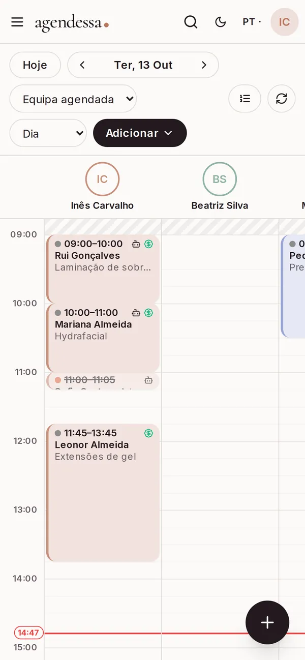 O seu dia num relance: Ecrã de Hoje