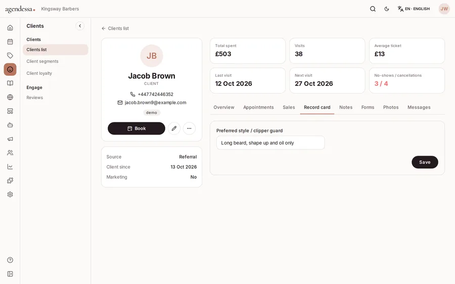 Ficha do cliente: o corte habitual