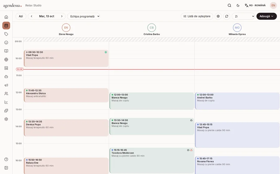 Calendarul zilei, pe fiecare maseur